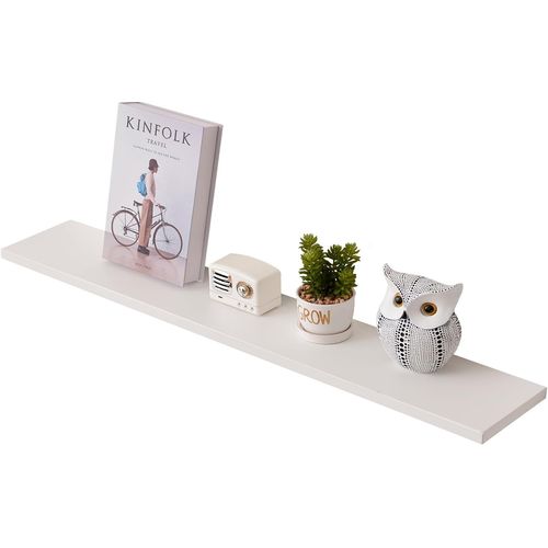 Étagère Murale Flottante En Chêne Massif Blanc De 90 Cm Pour Salon,Cuisine,Chambre À Coucher.[Y631]