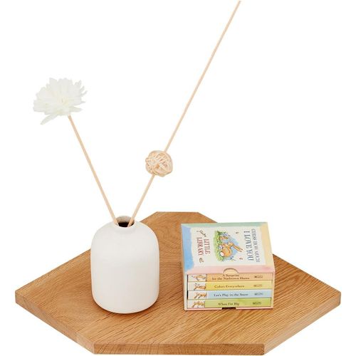 Étagère D`Angle Flottante En Chêne Rustique Avec Extrémité Arrondie Petite Étagère D'angle Murale Haut-Parleurs,Livres,Décorations Étagère D`Angle En Bois (Naturel,18 Cm).[Y439]