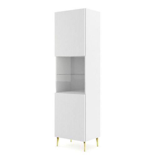 Vitrine En Bois Et Pied Doré "Ravenna" - Blanc - H 215 Cm