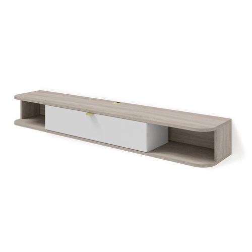 Meuble Tv Suspendu "Icarus" - Beige/Blanc - 156 Cm