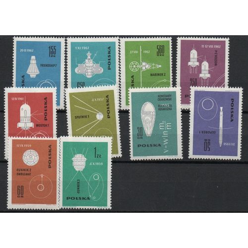 Pologne Timbres Fusées Et Satellites