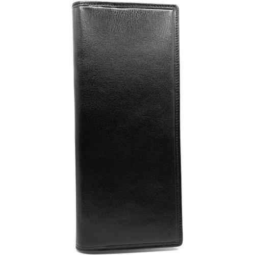 Etui Porte chéquier Longue Talon à Gauche,Protection Anti RFID,2 Volets,9 emplacements Carte crédit en Cuir Vachette (Cuir Collet Vache,Noir)