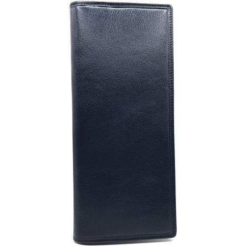 Etui Porte chéquier Longue Talon à Gauche,Protection Anti RFID,2 Volets,9 emplacements Carte crédit en Cuir Vachette (Cuir Collet Vache,Bleu)