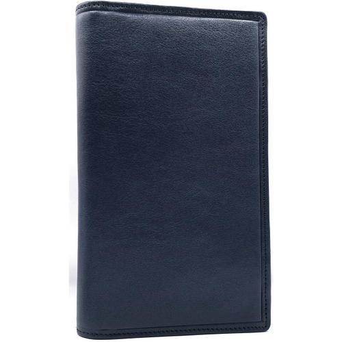 Etui Porte chéquier Talon en Haut,Protection Anti RFID,2 Volets,4 emplacements Carte crédit en Cuir Vachette (Cuir Collet Vache,Bleu)