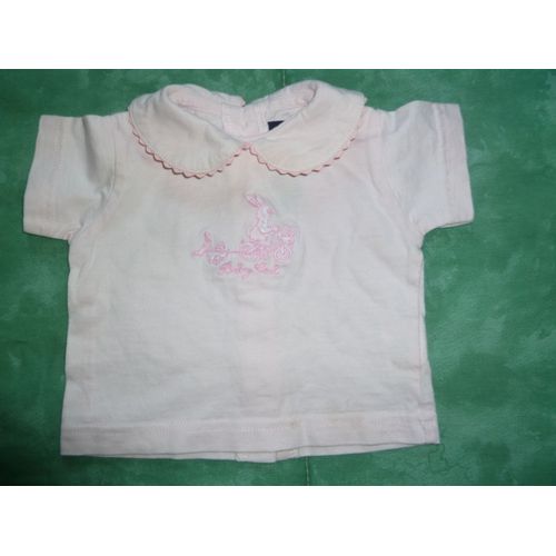 Polo Rose Fille Col Rond Brodé Taille : 3 Mois Marque : Babycool