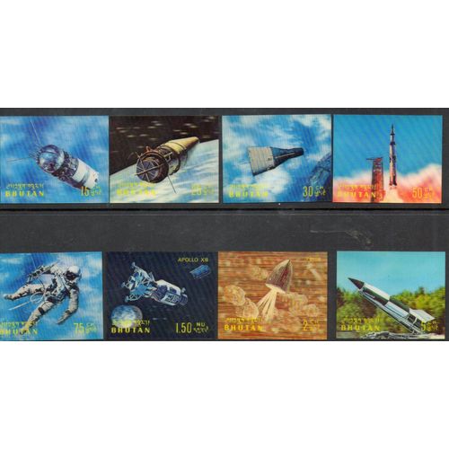 Bhoutan Timbres En Hologramme Espace 1970