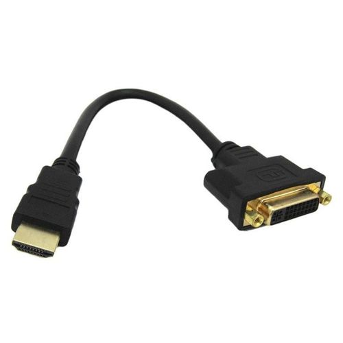 DLH - Câble adaptateur - HDMI mâle pour DVI-D femelle - 20 cm - noir