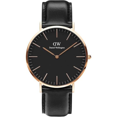 Daniel Wellington Classic Sheffield, Montre Noir/Or Rose, 40mm, Cuir, Pour Hommes Dw00100127