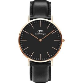 Daniel Wellington Classic Sheffield, Montre Noir/Or Rose, 40mm, Cuir, Pour Hommes Dw00100127