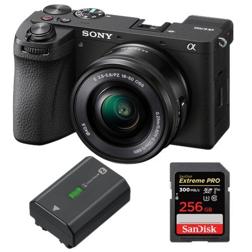 Appareil photo sans miroir Sony a6700+objectif Sony E PZ 16-50mm F 3,5-5,6 OSS+batterie Sony NP-FZ100+SanDisk 256 Go Extreme Pro SDXC UHS-II U3 V90 300 Mo/s