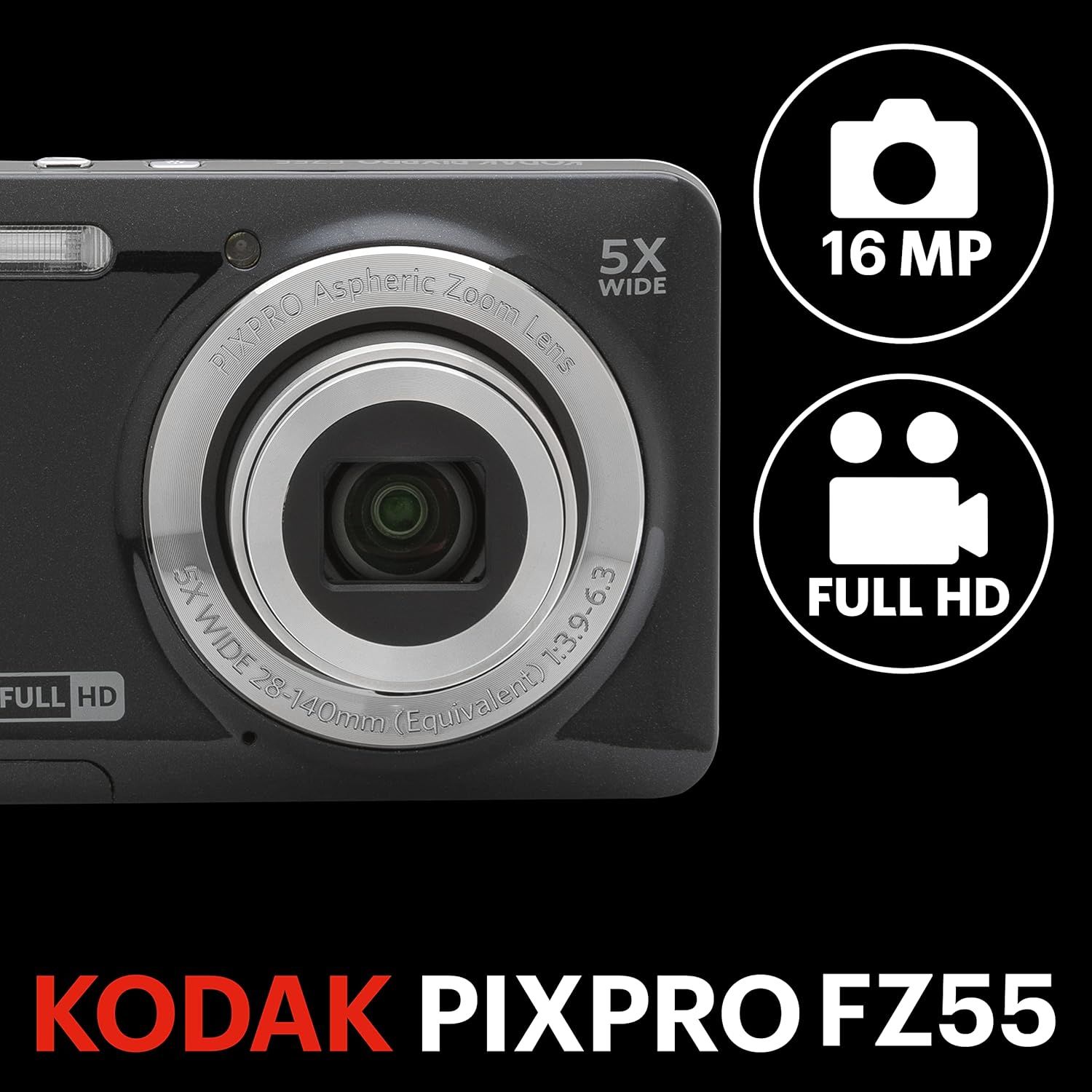 Appareil photo compact Kodak Pixpro FZ55 Noir image 2 | Rakuten