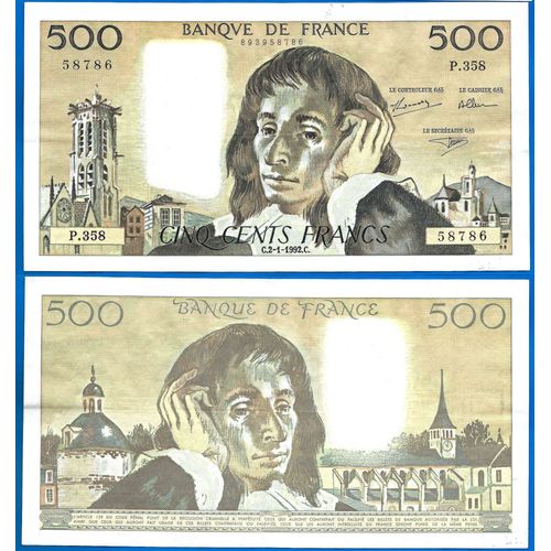 France 500 Francs 1992 Grand Billet Pascal Franc