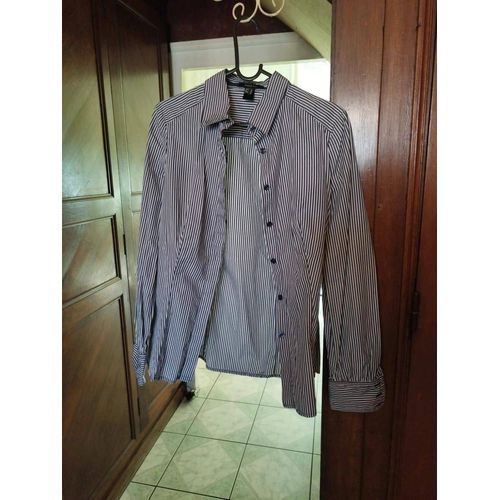 Chemise Blanche Rayures Bleues Mango L/40