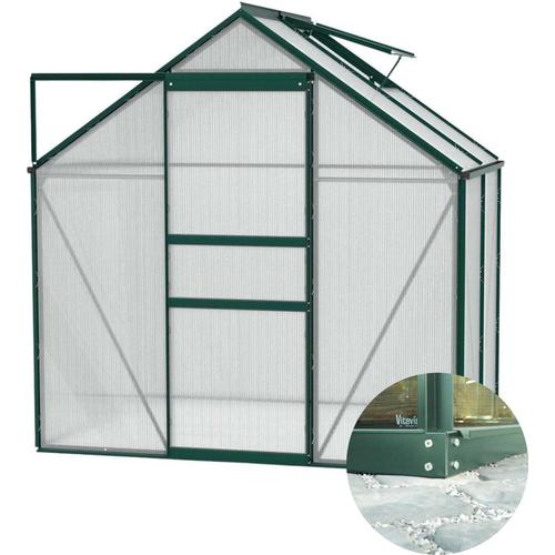 Serre De Jardin En Polycarbonate 6 Mm Et Aluminium Vert Émeraude Avec Embase Venus Longueur De 131 Cm