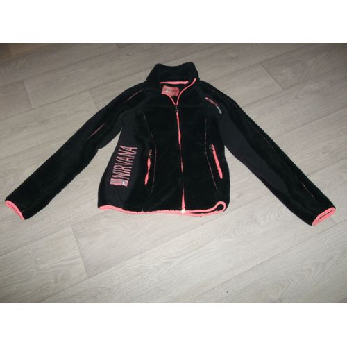 Veste Nirvana Polaire Zippée Noire Et Rose Fluo Taille 42/44 Tbe
