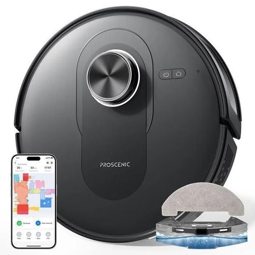 Proscenic Q8 - Aspirateur Robot Laveur 2 en 1 - 5000pa - Automnomie 200Min - Navigation LiDAR - Alexa, Google Home, Siri, IFTTT, APP