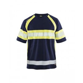 T-shirt haute-visibilité anti-UV 3337 - bleu marine et jaune fluo - L BLAKLADER