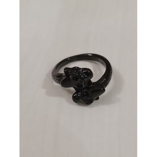 Bague Métal Noir,Double Tete De Mort,Taille 18.8