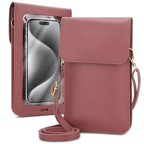 Cadorabo Etui pour téléphone portable compatible avec Razer Phone 2-petit sac à main avec compartiment et fenêtre, sac à bandoulière pour Phone 2, 2 compartiments, similicuir, Femme, PINK