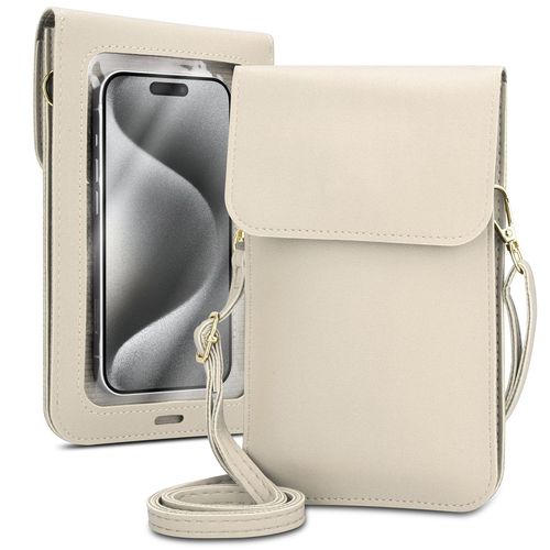 Cadorabo Etui pour téléphone portable compatible avec Razer Phone 2-petit sac à main avec compartiment et fenêtre, sac à bandoulière pour Phone 2, 2 compartiments, similicuir, Femme, BLANC
