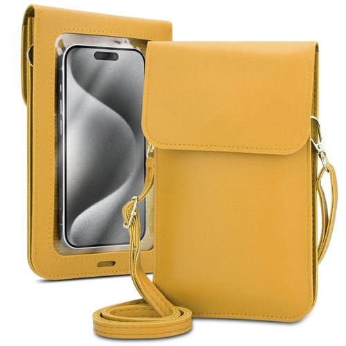 Cadorabo Etui pour téléphone portable compatible avec Razer Phone 2-petit sac à main avec compartiment et fenêtre, sac à bandoulière pour Phone 2, 2 compartiments, similicuir, Femme, JAUNE