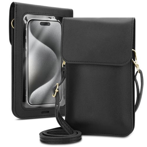 Cadorabo Etui pour téléphone portable compatible avec Honor 90-petit sac à main avec compartiment et fenêtre, sac à bandoulière pour 90, 2 compartiments, similicuir, Femme, NOIR