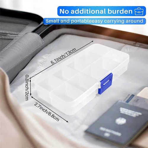 1 À 10 Compartiment En Plastique Boîte De Rangement Transparente Pour Perle Broche Bijoux Outils Petits Accessoires