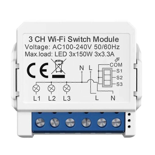 Tuya Smart WiFi Light Switch 3 Way Control Mini Disjoncteur Contrôl...