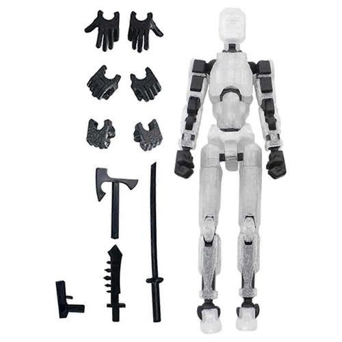 Figurine Articulée De Robot, Imprimée En 3d Avec Articulation Complète Pour L¿Animation Image Par Image Blanc