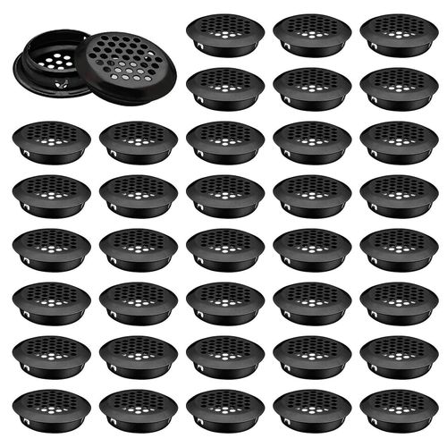 Grille d¿aération, 50 pièces 35 mm en acier inoxydable trou de maille ronde évent de soffite circulaire pour armoire tiroir bibliothèque cuisine
