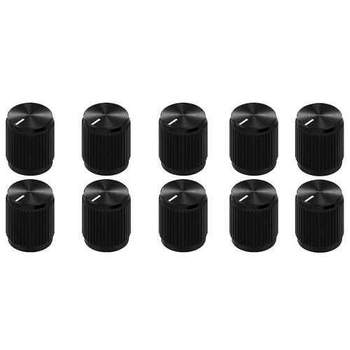 10pcs Bouton De Pédale D¿Effet De Guitare Bouton Potentiomètre Noir En Métal Bouton Ampli Ampli Anodisé 15x15mm