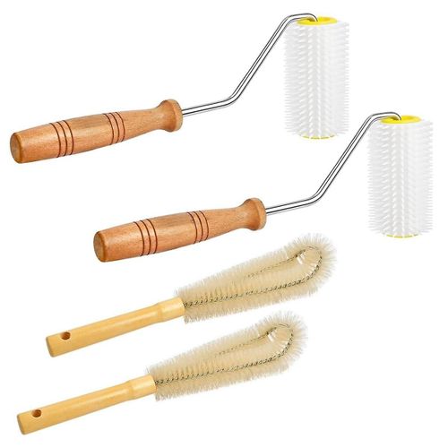 4 Pcs Extracteur De Miel Décapperculant Aiguille Rouleau Outil avec Manche En Bois Pour Apiculteur, Extracteur De Miel Spinner