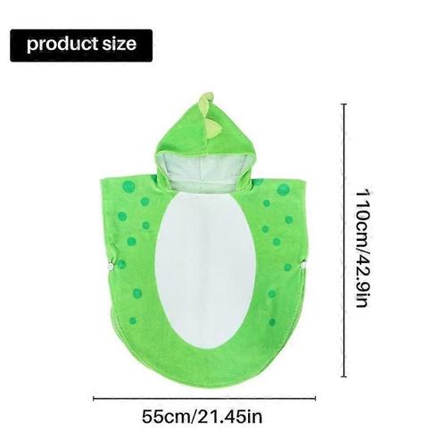 Enfants Serviette De Bain Peignoir Enfants À Capuche Plage De Natation Poncho Dinosaure Motif (Vert + Blanc 55 Cm X 110