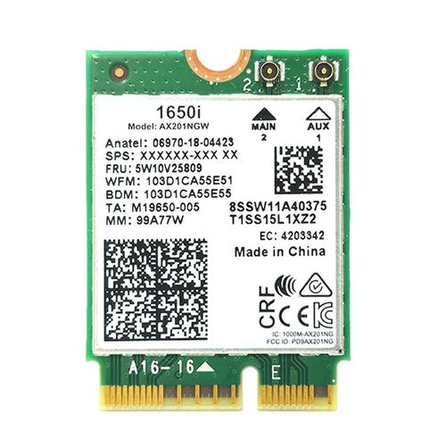Carte WiFi 1650i AX201NGW 3000Mbps WIFI6 2.4G / 5G Adaptateur WiFi sans fil Bluetooth 5.1 double bande Cnvio2 pour Win10 / Win11