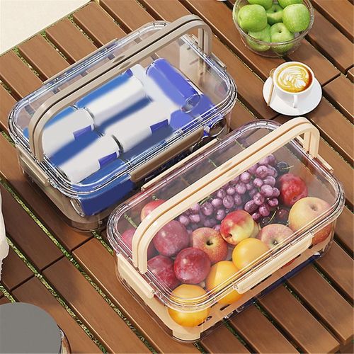 Boîte de conservation fraîche pour réfrigérateur portable,Bac-à légumes portable de grande capacité avec poignée,Récipients de stockage de fruits pour réfrigérateurA