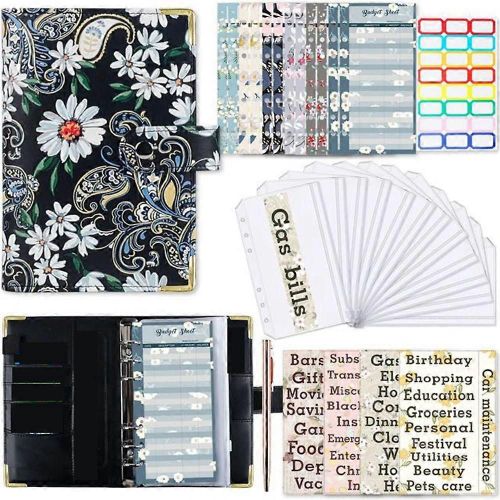 A6 Papillon Gaufrage Planificateur Relieur Page Enveloppes À Fermeture Éclair Enveloppes D¿Argent Organisateur De Budgétisation Pour L¿Argent, Noir