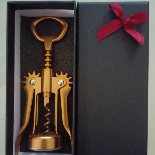 Tire-Bouchon À Aile En Or Foncé Avec Ouvre-Bouteille De Bière,Ouvre-Bouteille De Piste Et Sac Dans Une Boîte-Cadeau,Accessoires De Cuisine,Cadeau D'urgence - Type Opener Bag Box