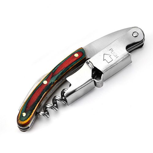 Tire-Bouchon Professionnel Pour Serveurs,Clé À Vin Avec Poignée En Bois Ergonomique,Ouvre-Bouteille De Bière Et Coupe-Capsule - Type F