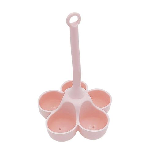 Cuiseur à oeufs en silicone à 5 trous Plateau d¿oeufs cuits à la vapeur résistant aux hautes températures Outils alimentaires complémentaires de qualité alimentaire Rose