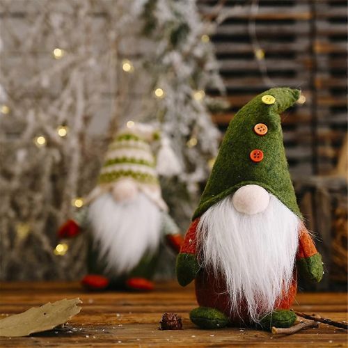 Noël Rouge Et Vert Tricoté Debout Pose Poupée Sans Visage Fournitures B