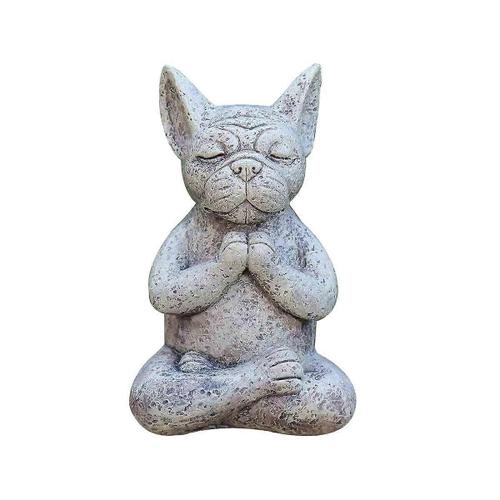 Statue de chien méditant Bouddha, Statue de méditation de bouledogue français, ornement de résine de bouledogue méditant, Y