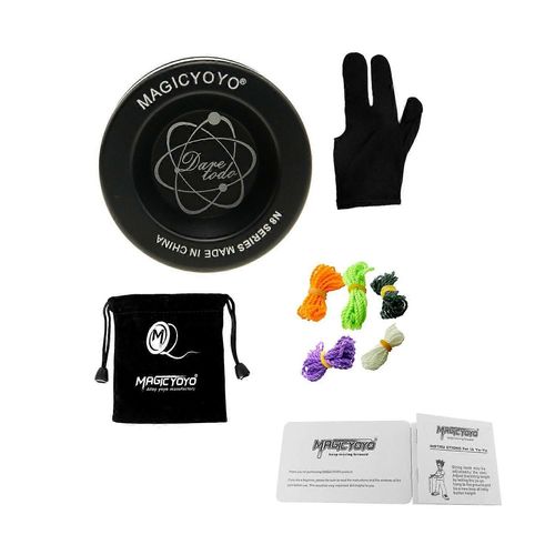 N8 Yoyo Alliage Aluminium Yo Yo + 5 Cordes + Gant + Sac Yoyo (Noir)