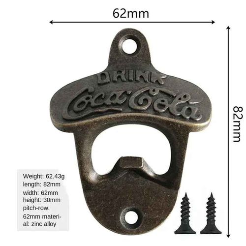Ouvre-Bouteille Mural En Alliage De Zinc,Ouvre-Bière Rétro Vintage,Accessoires D'outils,Document En Bronze Avec Vis,Gadgets De Décoration De Bar - Type Cola X 1 Pcs