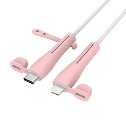 Protecteur De Câble En Silicone Souple Pour Apple Iphone,Protecteur De Câble De Chargeur Usb,Économiseur,Enrouleur De Fil,Accessoires Pratiques - Type Pink-Type-C To L