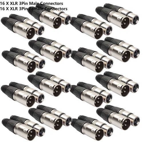 Connecteur XLR Mâle et Femelle à 3 Broches pour Microphone,40 à 8 Pièces,Prise de Direction Audio pour Salle de Bain - Type 32 Pcs