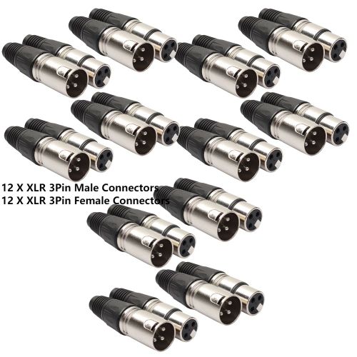 Connecteur XLR Mâle et Femelle à 3 Broches pour Microphone,40 à 8 Pièces,Prise de Direction Audio pour Salle de Bain - Type 24 Pcs