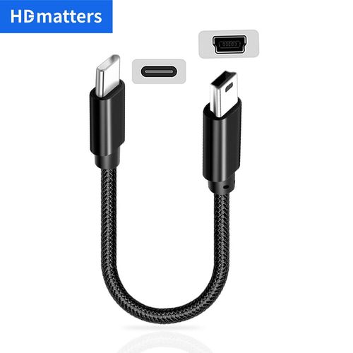 Câble USB Type C vers Mini USB Câble de données ultra court USB C vers USB mini-5pin développements cordon pour MP3 MP4 GPS Caméra Dash Cam HERO 3 +
