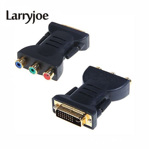Adaptateur DVI plaqué or Larpopjoe DVI-I 24 + 5 mâle vers 3 RCA coordinateur adaptateur d'affichage PC HDTV connecteurs de budgétaire - Type < =0.5m