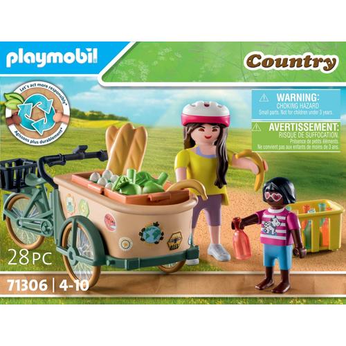 Playmobil Country 71306 - Cycliste Avec Vélo Et Remorque Avant