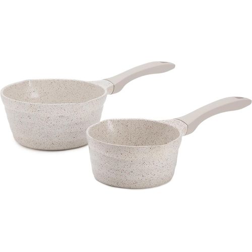 Set De 2 Casseroles Ø 16 Cm + Ø 20 Cm Feux Induction, Revêtement Anti-Adhésif Sans Pfas, Sandstone[X62]